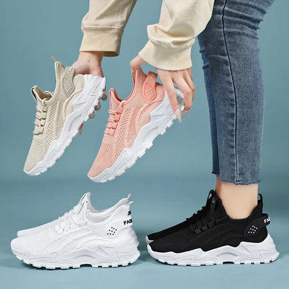 Women's Summer New Running Shoes Breathable Mesh Retro Thick Bottom Dad Casual Sports Shoes Comfortable EVA Insole Polyester Fib