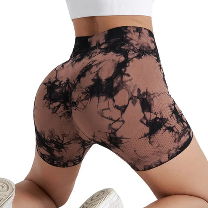 Yoga Shorts for Women Tie Dye Seamless Cycling Running High Waisted Workout Gym Fitness S M L XL