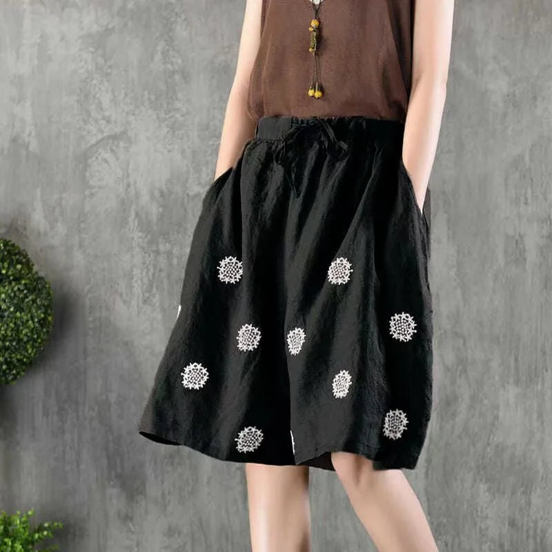 Cotton Linen Shorts Woman Blue White Black Long Shorts Summer Women's Clothing Short Pants High Waist Oversize Women's Shortss