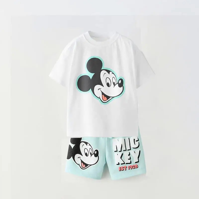 New Donald Duck Print T-shirt Shorts Outfit Summer Costume 2 Piece Set Kids Boys Fashion Casual Crewneck Tops+Shorts Tracksuits