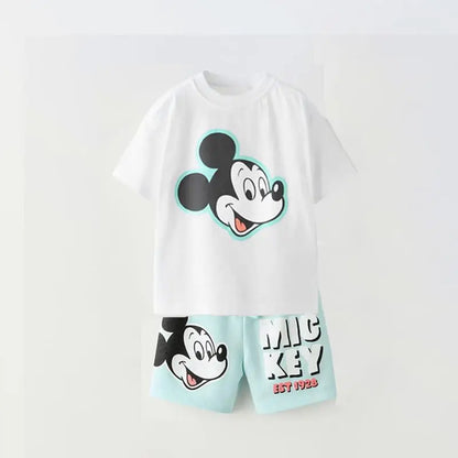 New Donald Duck Print T-shirt Shorts Outfit Summer Costume 2 Piece Set Kids Boys Fashion Casual Crewneck Tops+Shorts Tracksuits