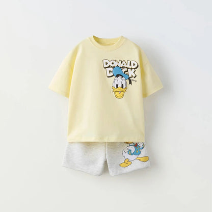 Disney Cartoon T-shirt Outfits Summer Clothing Baby Boys Short Sleeve Tops Shorts Casual Tracksuits Kids Mickey Tees Set 1-5 Age