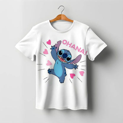2025 Summer Disney Stitch Kids 3d Print Tees 1-14 Years T-shirt Children Cartoon Style Tops Short Sleeves Tees Kids T Shirt