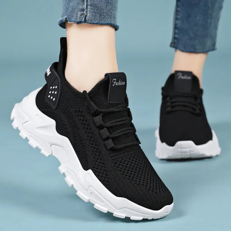 Women's Summer New Running Shoes Breathable Mesh Retro Thick Bottom Dad Casual Sports Shoes Comfortable EVA Insole Polyester Fib