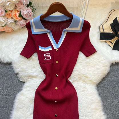 YuooMuoo Brand Fashion Summer Knitted Dress Women 2025 New Y2K Embroidery Long Bodycon Sweater Dress Streetwear Lady Vestidos