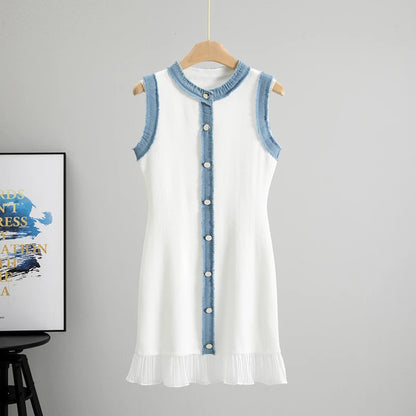 O-Neck Sleeveless Tank Dress for Women 2025 Summer New Slim Fit Mid-Length Knitted  Base Bodycon  Dress