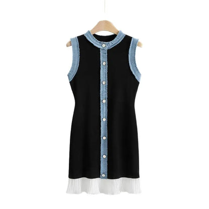 O-Neck Sleeveless Tank Dress for Women 2025 Summer New Slim Fit Mid-Length Knitted  Base Bodycon  Dress