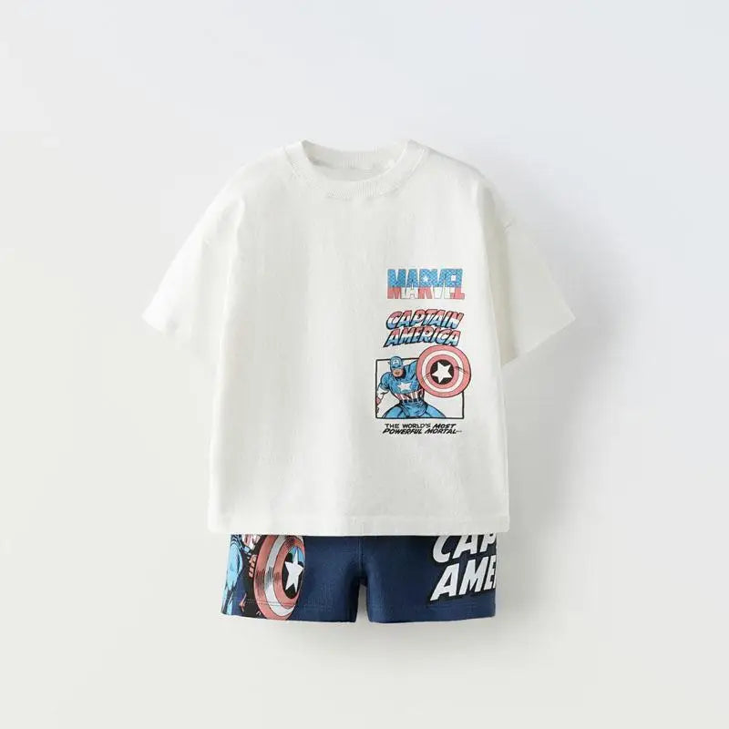 Summer Child Csotume Mickey Print TShirt+Shorts 2Piece Set Casual Sports Clothes Trendy Short Sleeve Outfits Outer Wear For Kid