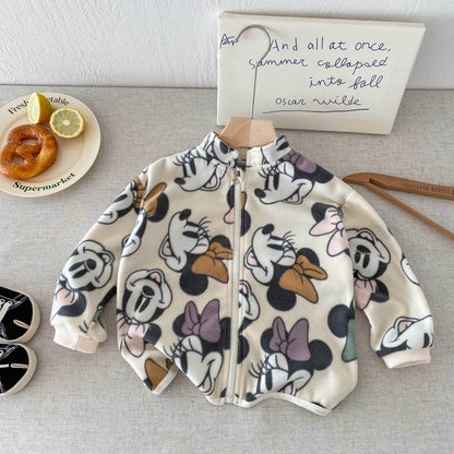 Cartoon Printed Spring Autumn Children's Outerwear Loose Casual Boys And Girls Jackets Long Sleeved Kids Clothing Tops Coats