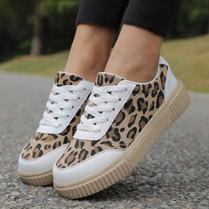 Outdoor Women Walking Shoes Skateboarding Shoes Women Sneakers PU Leather Lace-Up Breathable Jogging Casual Sneakers De Mujer